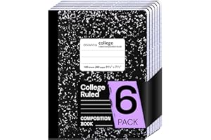 ONAVIA Composition Notebook College Ruled 6 Pack, 200 Pages (100 Sheets), 9-3/4 x 7-1/2, Black Marble Composition Books Bulk, Notebooks for School, Work, Office, Hard Cover Comp Book, School Supplies