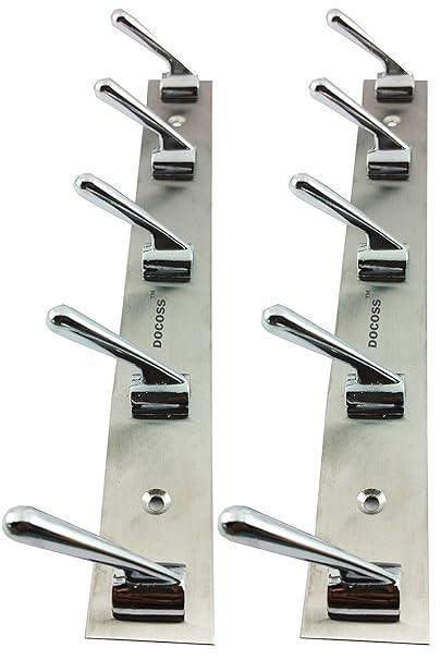 Docoss Deluxe Stainless Steel 5 Pin Cloth Hanger Hook Set (Silver, Pack of 2)