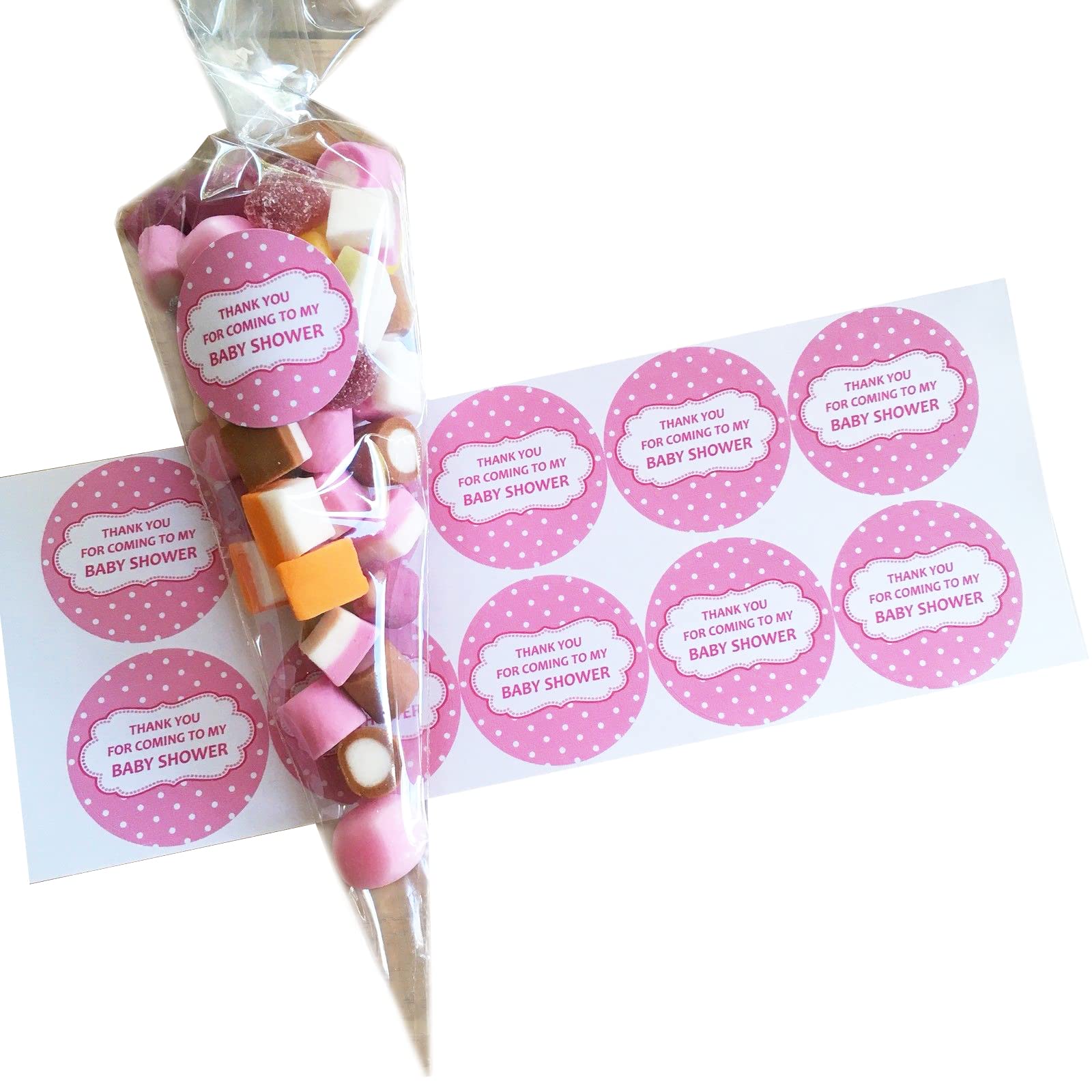 Baby Shower Sweet Bags & Stickers - Party Game Prize Favour - 10 Pack (Pink) โ image 1