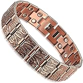RainSo 99.99% Men Double Row Pure Copper Magnetic Bracelet for Men 3500 Gauss with Gift Box Adjustable