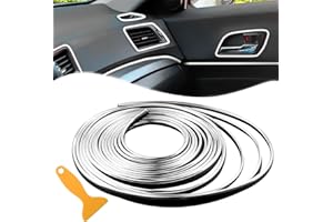 Spurtar Chrome Silver Aesthetic Interior Car Accessories for Women Men Car Mods Trim Strips- Interior Decorative Auto Accessories Molding Line Fun Truck Parts for Air Vent & Dashboard,16.4ft /5M