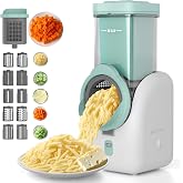 ZqoZqo Upgraded Electric Cheese Shredder, Automatic Cheese Grater Electric with 6 Interchangeable Blades, 6 in 1 Electric Cheese Grater for Cheese, Fruits, and Vegetables