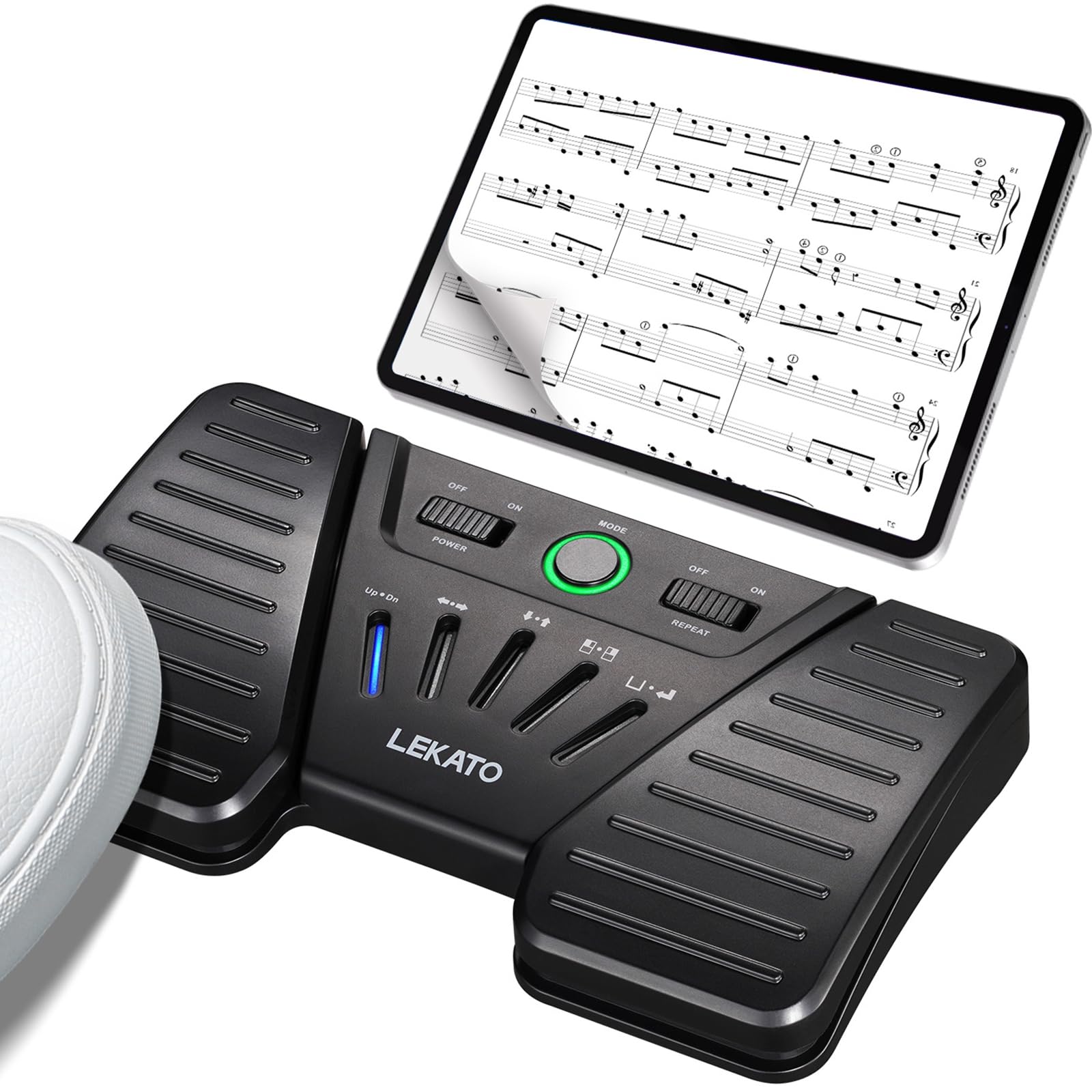 Photo 1 of LEKATO Wireless Bluetooth Page Turner Pedal Music Page Turner Pedal for Ipad,Tablets Android IOS Phones Rechargeable Wireless Foot Pedal Silent Page Turner Ipad Page Turner for Hands-Free