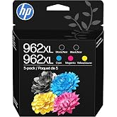 HP Original 962XL Black, Cyan, Magenta, Yellow High-Yield Ink Cartridges (5-Pack) | Works OfficeJet 9010 Series, OfficeJet Pro 9010, 9020 Series | Eligible for Instant Ink | 6ZA57AN