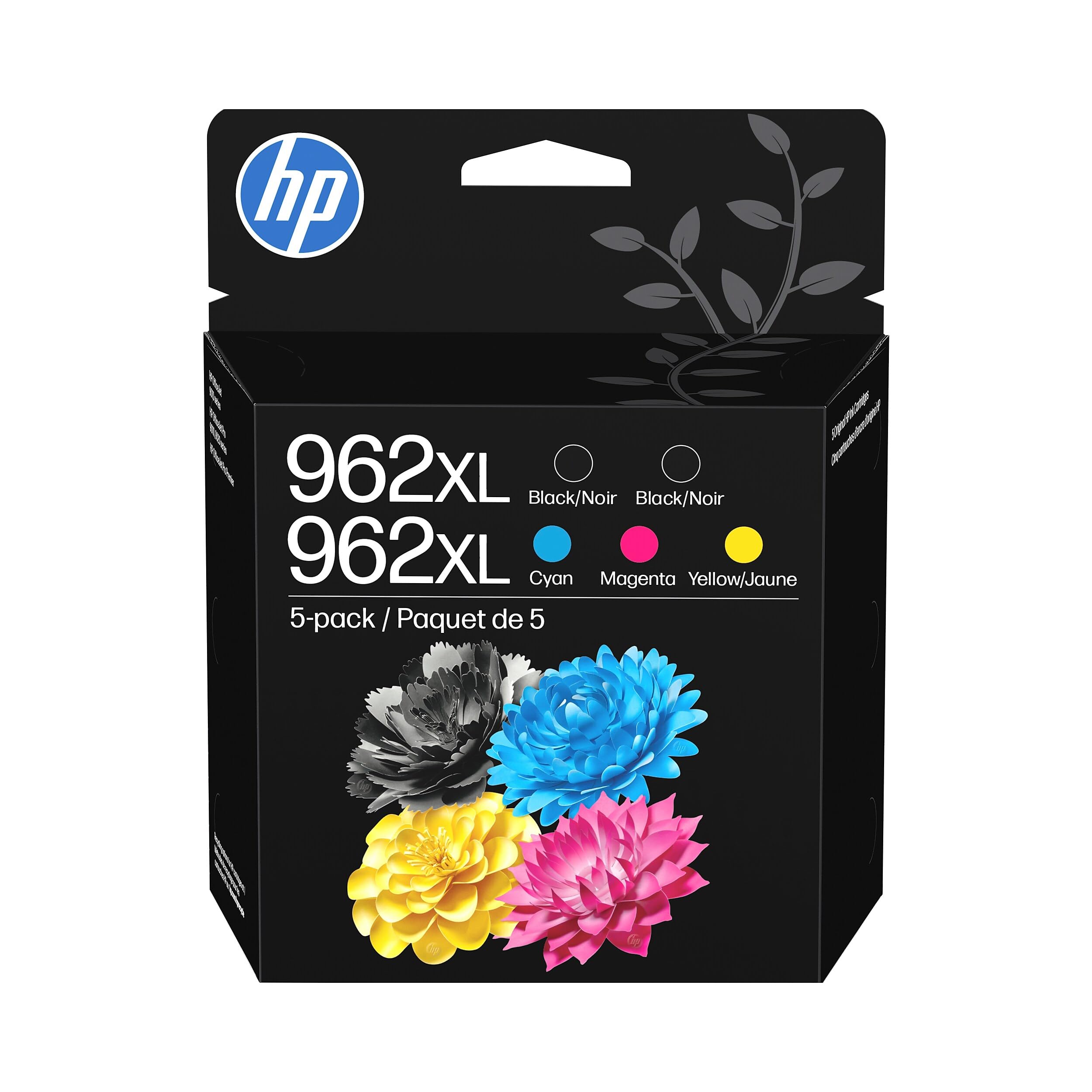 HP Original 962XL Black, Cyan, Magenta, Yellow High-Yield Ink Cartridges (5-Pack) | Works OfficeJet 9010 Series, OfficeJet Pro 9010, 9020 Series | Eligible for Instant Ink | 6ZA57AN