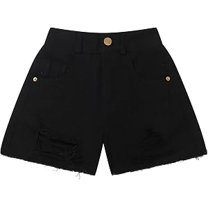 SEVENCANDY Little Girls Frayed Hem Jean Shorts Kids Mid-Rise Ripped Distressed Denim Shorty Shorts Summer Jorts, 3-9 Years
