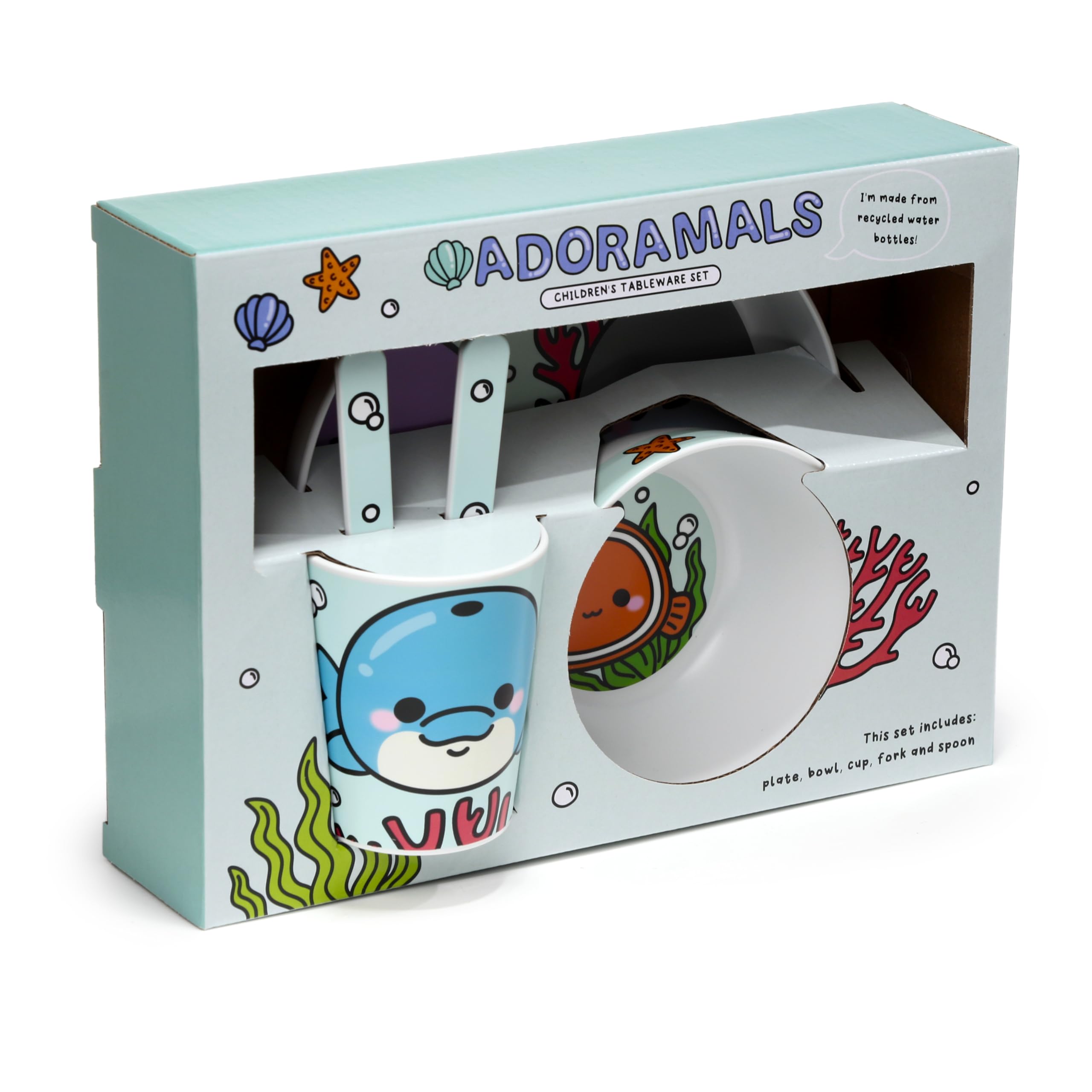 Baby Feeding Set in rPET (5 Pieces) - Sea Animals - Sweet Animals