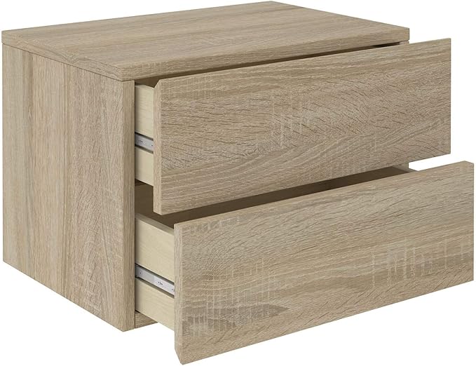 Idimex Chevet Suspendu Florent En Melamine Blanc Mat Etagere Murale Avec 2 Tiroirs Sans Poignee Tables De Chevet Cuisine Maison