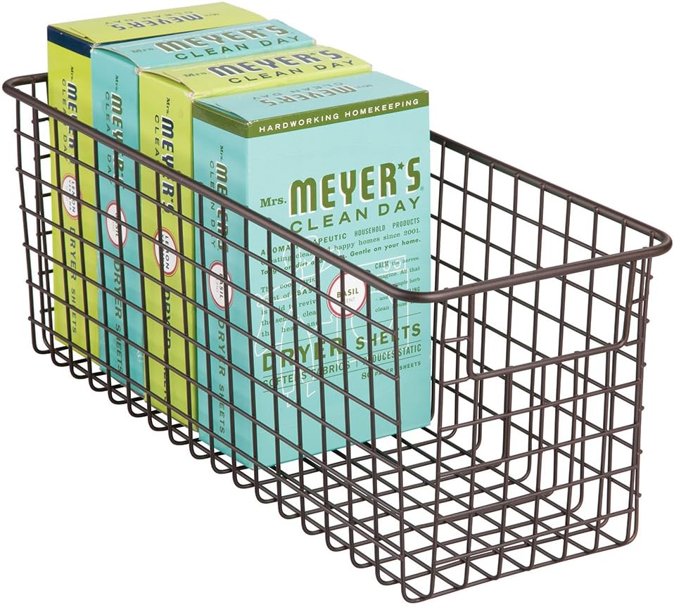 mDesign cesta metalica para su lavadero - Cesta organizadora en color