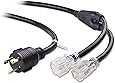 Cable Matters LED-Lit 3 Prong 30 Amp to 15 Amp Adapter for Generator (30 AMP to 110 Adapter Splitter) 3 Feet - NEMA L5-30P to 2X 5-20R