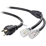 Cable Matters LED-Lit 3 Prong 30 Amp to 15 Amp Adapter for Generator (30 AMP to 110 Adapter Splitter) 3 Feet - NEMA L5-30P to