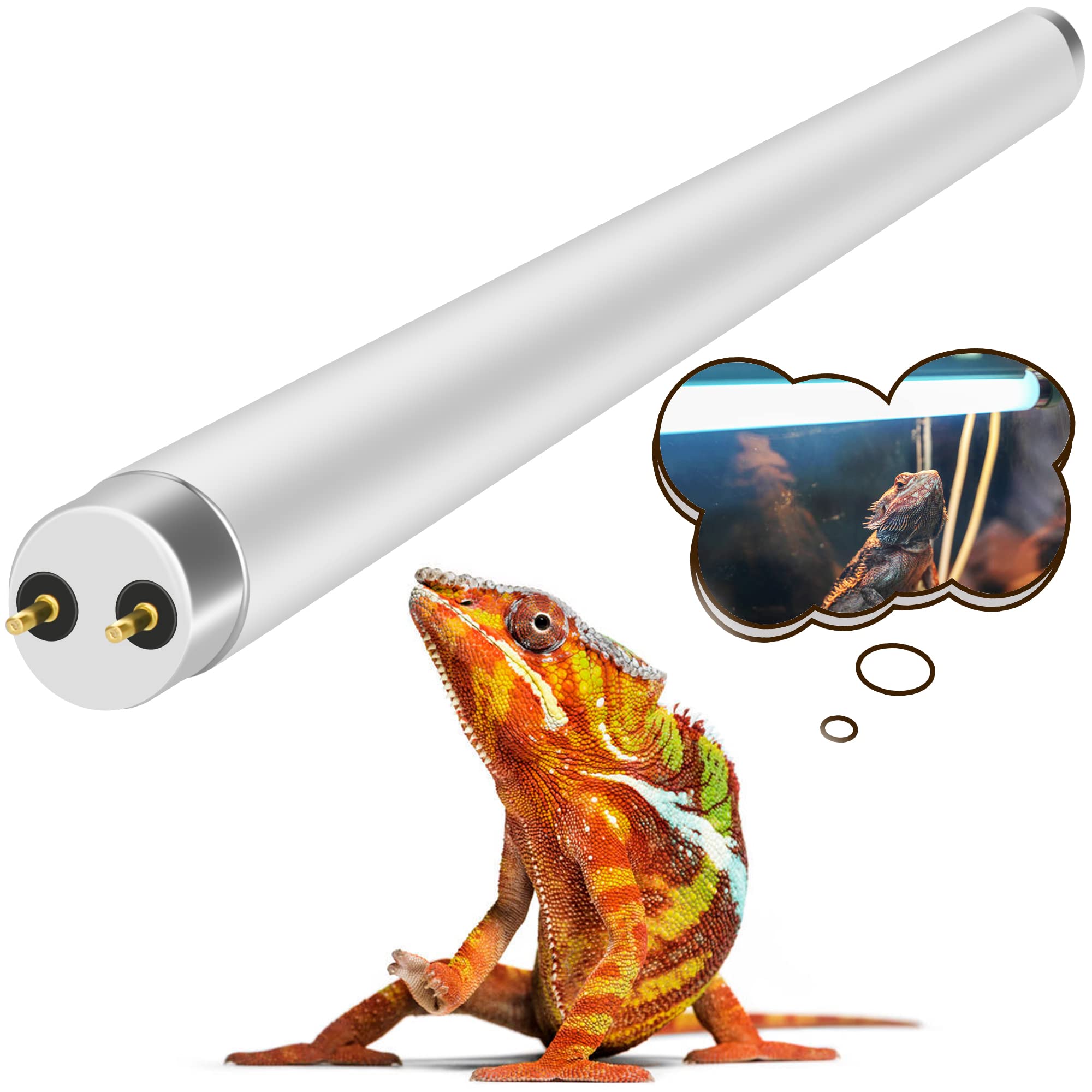 NEPTONION T8 Rainforest Terrarium Fluorescent Lamp Tube 18" Full Spectrum UVB Bulb, Dual-Threat UVA/UVB 5.0 Reptile Light for Reptiles and Amphibian, 15 Watt
