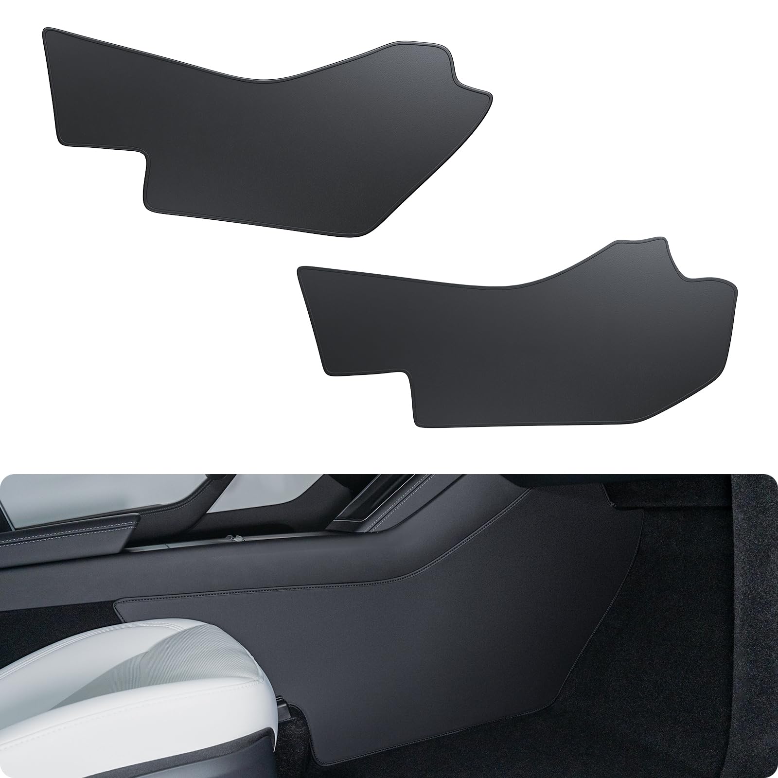 Photo 1 of BASENOR 2025 2026 Tesla Model Y Center Console Side Anti-Kick Mats, Waterproof & Dust Resistant Protector Cover Front Seat Side Leather Pad for Model Y Refresh Juniper Interior Accessories 2PCS