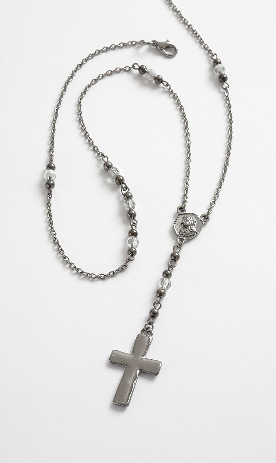 Fancy Rosary Bead Chain With Hematite Cross ~ 1 Supplied