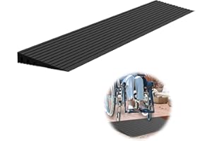 Nuvium 1.2" Rise Threshold Ramps for Doorways, 2000 Lbs Load Capacity, 35.5" Wide Natural Rubber Power Wheelchair Ramp is Adjustable and Cuttable for Doorways, Curb, Sweeper, Power Scooters, Bathroom