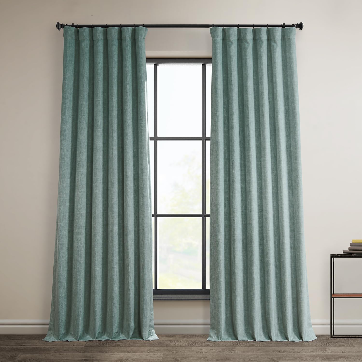 Photo 1 of HPD Half Price Drapes - Faux Linen Curtains for Living Room (1 Panel) - 50W X 96L - Textured Room Darkening Curtains for Bedroom 96 Inches Long - Drapes for Home Decor, Sea Thistle