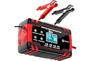 ABLY Battery Charger 8-Amp - 12V and 24V Automotive Trickle Charger for Car Battery, Fully-Automatic Temperature Compensation, Battery Maintainer for Car Truck Motorcycle Lawn Mower Boat Marine