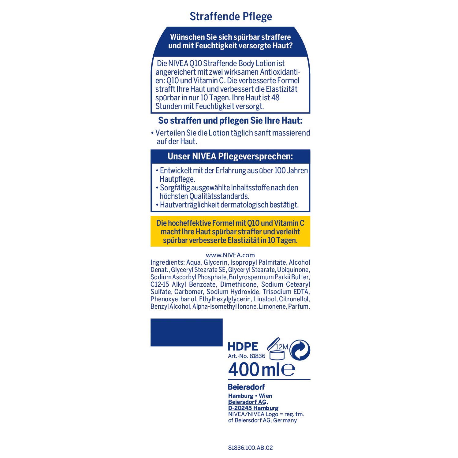 👍 im Test 2020 NIVEA Q10 Hautstraffende Body Lotion + Vitamin C