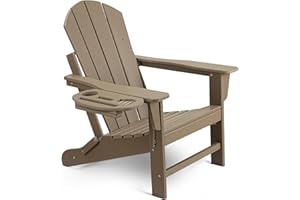NAVINE Adirondack Chair, HDPE Folding Adirondack Chair with Multifunctional Cup Holder, Weather Resistant Fire Pit Chair for porches, patios, patios, poolsides, Decks.
