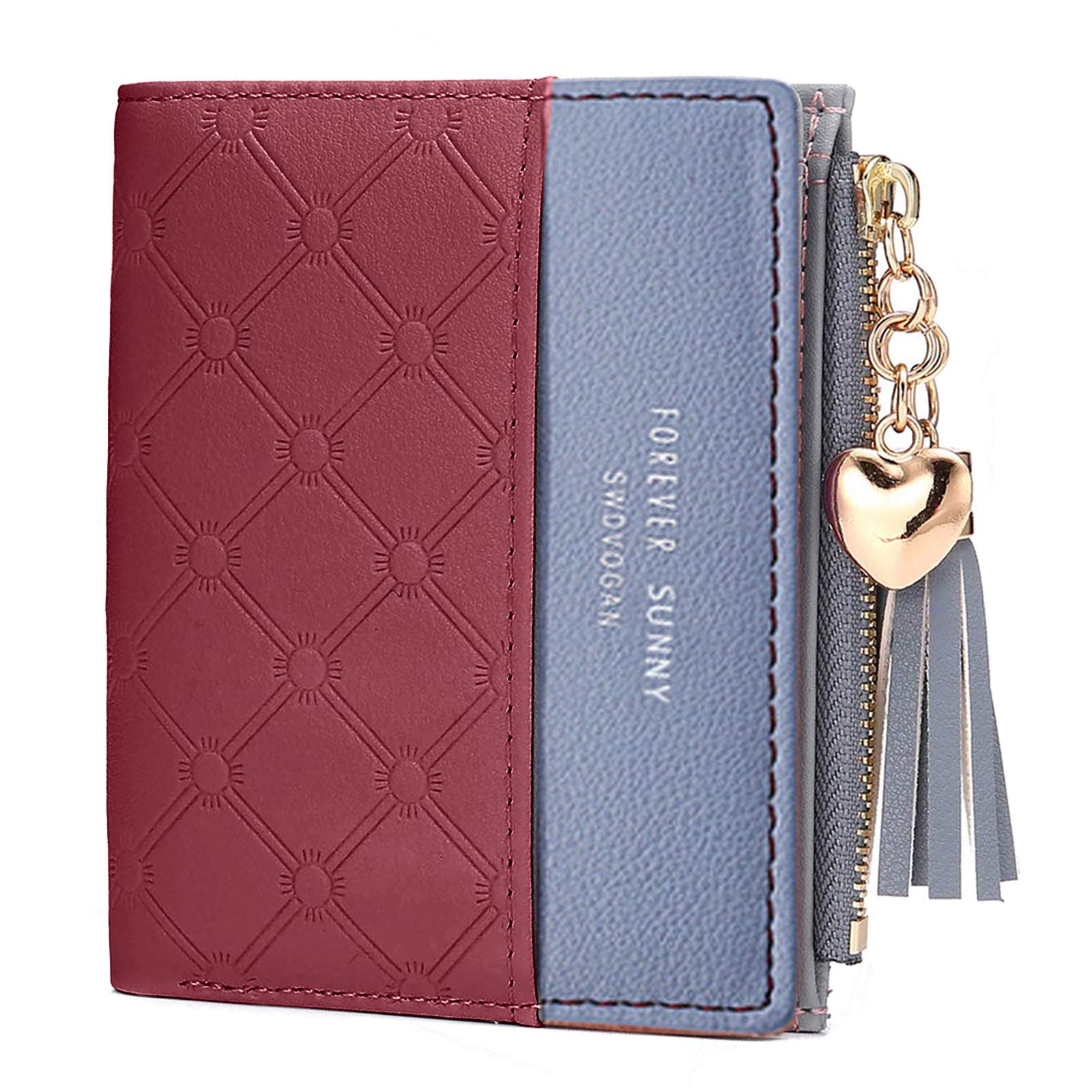 ZhengYue Purse for Women,Ladies Purse Small Leather Wallet with RFID Blocking,Vegan Leather Women Purse with Zipper Coin Purse and Multiple Card Slots for Cash,Cion,Card,Bill Red