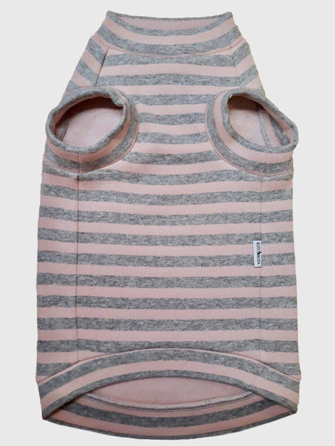 Kotomoda Cat's WARM turtleneck WINTER PAJAMAS (XS), Pink Grey Stripes, X-Small - Image 5