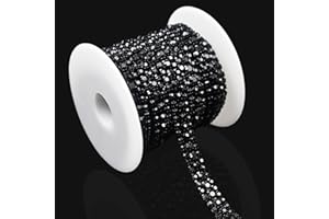 PEARLY JUN 3 Yards 3 Rows Black Rhinestone Chain Bling Crystal Trips Diamond Applique Silver Fringe Trim for Crafts Dress Applique Clothing Sewing Embellishments