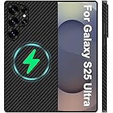kaisenkec Slim and Thin Carbon Fiber Case for Samsung Galaxy S25 Ultra, 1500D Aramid Fiber Cover Built in Magnet Compatible with Magsafe, Matte Black Gray