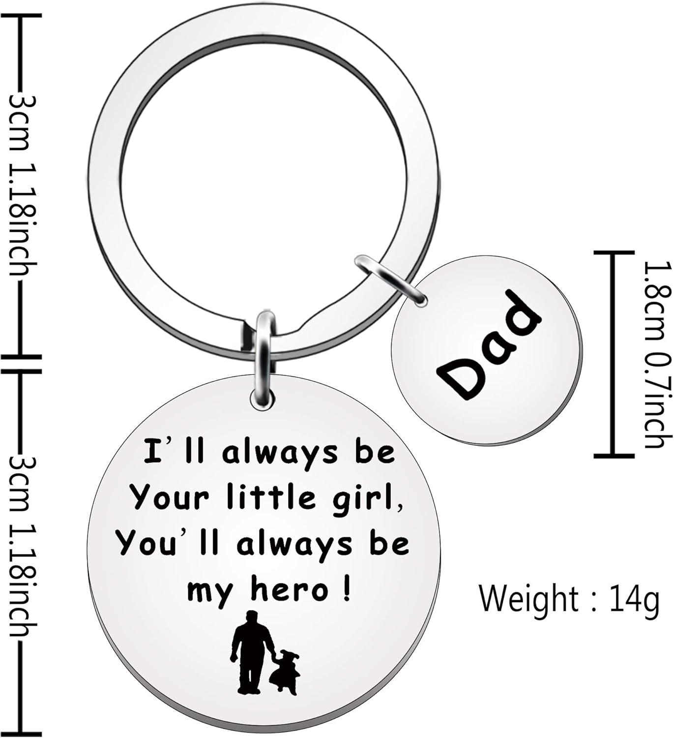 JETTOP Daddy Gifts from Daughter Dad Keyring Dad Birthday Gifts Fathers Day Christmas Presents I'll always be Your Little Girl - Image 3