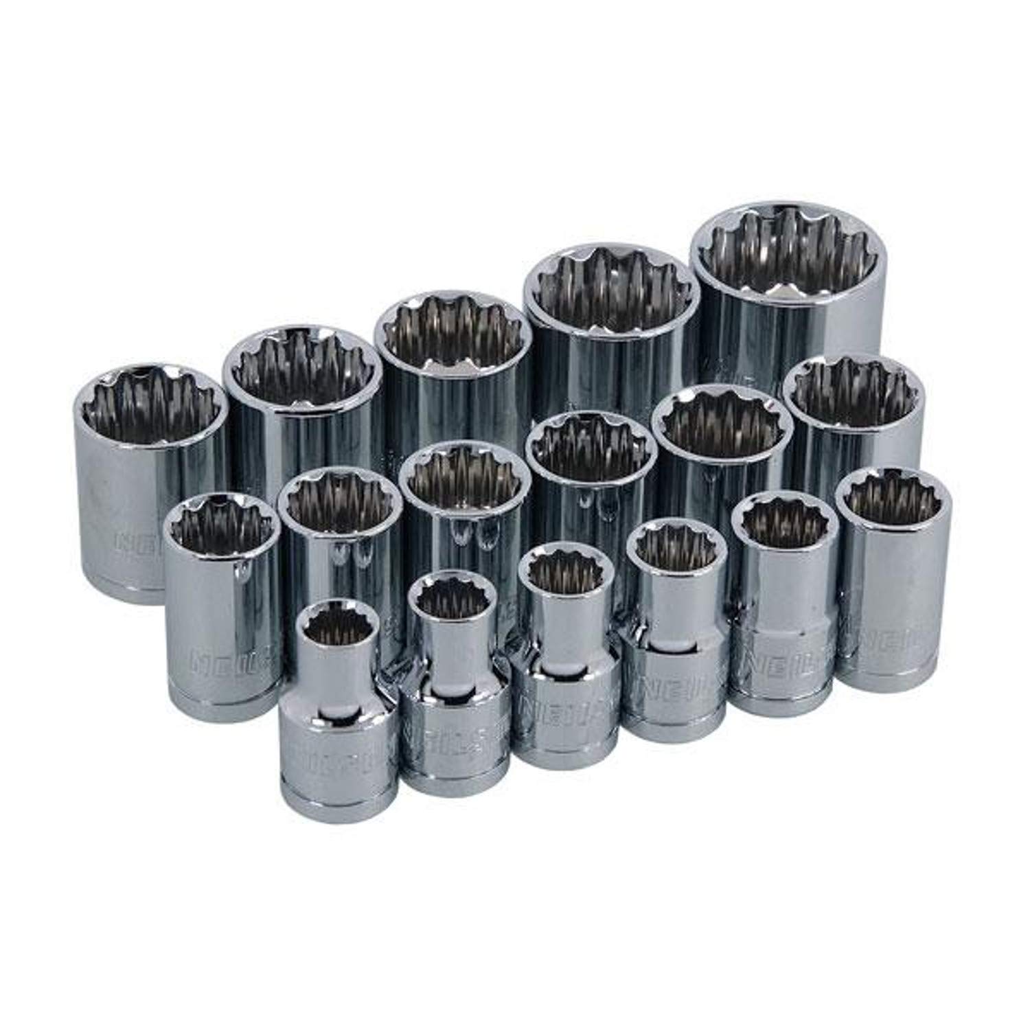 Neilsen CT0871 17pc Socket Set for Use with 1/2in Drive Sizes 10-30m, Chrome Vanadium