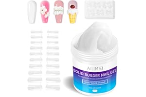 AIJIMEI Solid Builder Gel for Nails, Hard Builder Gel Set 3.3OZ Nail Art Nail Extensions for Nails Strengthening Salon Use (White)