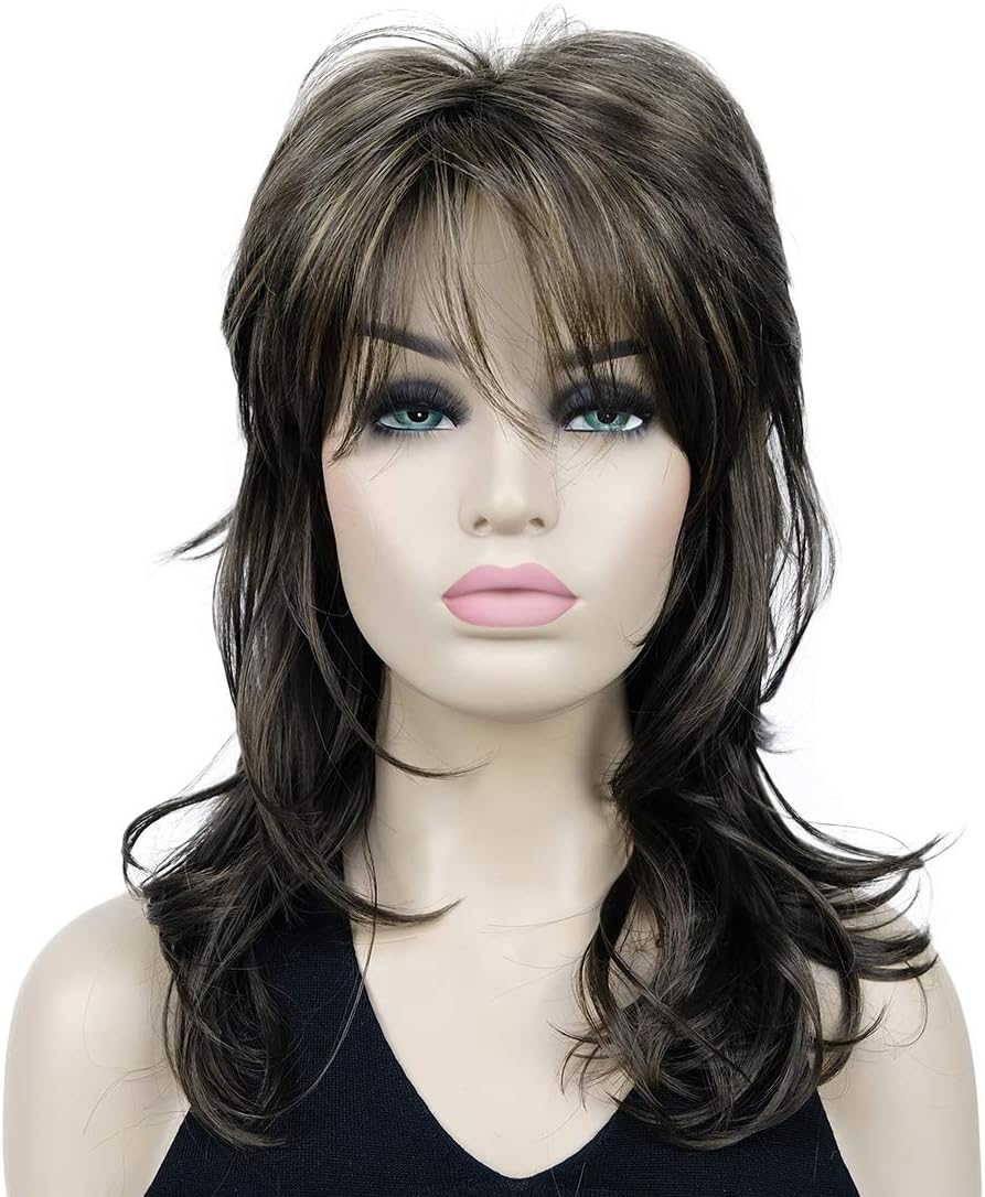 Lydell Long Soft Shaggy Layered Classic Cap Full Synthetic Wig Wigs (8TT124 Brown with Highlights), 18 Inch (Pack of 1)
