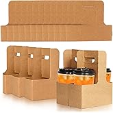 Nexboraque 50 Pack 2 Cup Kraft Drink Carrier with Handle, 2 or 4 Cup Kraft Paperboard Drink Carrier Disposable to Go Coffee Cup Holder for Hot or Cold Drinks, Food Delivery, Cafe