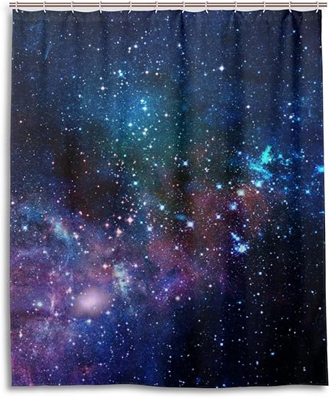 Amazon マキク Makiku シャワーカーテン 防カビ おしゃれ リング付属 宇宙 星柄 バスカーテン 環境にやさしい 目隠し洗面所 間仕切り 取付簡単 150ｘ180 シャワーカーテン ホーム キッチン オンライン通販