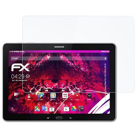 atFolix Glasfolie kompatibel mit Samsung Galaxy Note Pro 12.2 LTE & Wi-Fi Panzerfolie, 9H Hybrid-Glass FX Schutzpanzer Folie