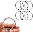 Augiimor 6Pcs Durable Spring O Rings, Premium Zinc Alloy Round Spring Clips Strong Metal Split Rings for Purses, Keyring and Handbag(Silver, Inner Dia:50mm/2 inch,Outer Dia: 60mm/2.36 inch)