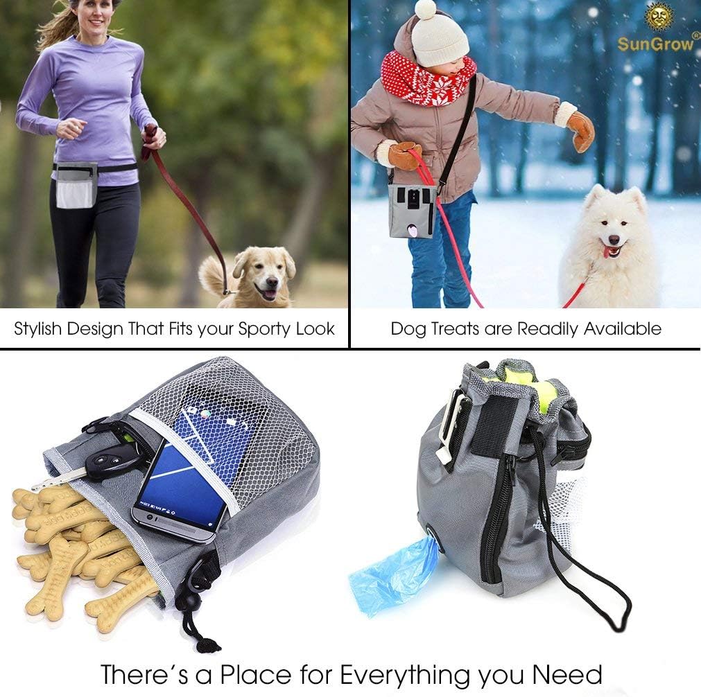 SunGrow Dog, Ferret & Parrot Training Pouch, Training Bag for Treats Kibbles, Toys & Accessories, Gray, Multiwear and Weather-Proof - Image 4
