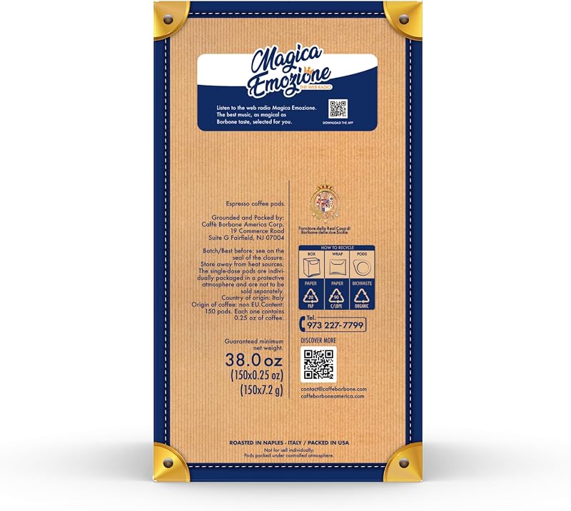 Cápsulas Compostáveis, Mistura de Café Azul - 150 Cápsulas - Compatíveis com o Sistema E.S.E Cápsulas de Papel de 44 mm