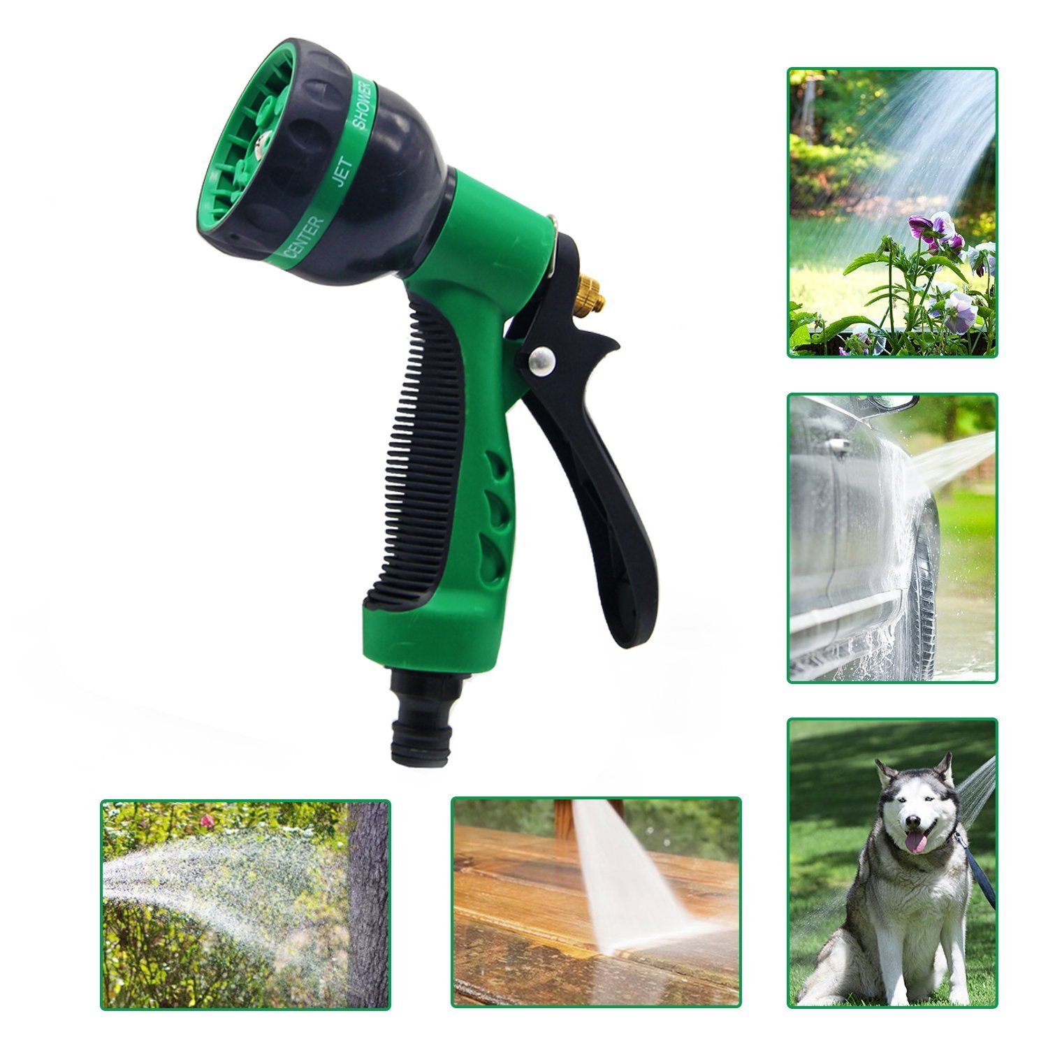 Elvoes Garden Hose Nozzle, Heavy Duty 8 Pattern Adjustable Watering Nozzle, High Pressure Hand Sprayer for Watering Plants, Car Wash, Pets Showering