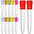 OLCANA 12 Pieces 5ml Plastic Dropper Pipettes 6 Colours Liquid Silicone Droppers Transfer Eyedropper for Kids Candy Oil Kitch
