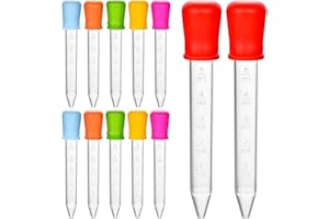OLCANA 12 Pieces 5ml Plastic Dropper Pipettes 6 Colours Liquid Silicone Droppers Transfer Eyedropper for Kids Candy Oil Kitch