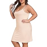 VintageClothing Womens Plus Size Full Slip Under Dresses Adjustable Spaghetti Strap Nightgown Soft Sleepwear Cami Dress