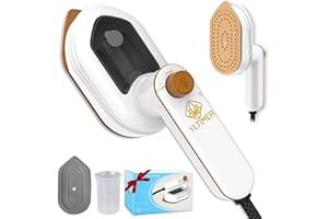 YLTIMER Travel Mini Iron for Clothes, 180° Rotatable Handheld Portable Mini Iron, Garment Fabric Wrinkles Remover Support Dry And Wet Ironing for Home Business Travel (White)
