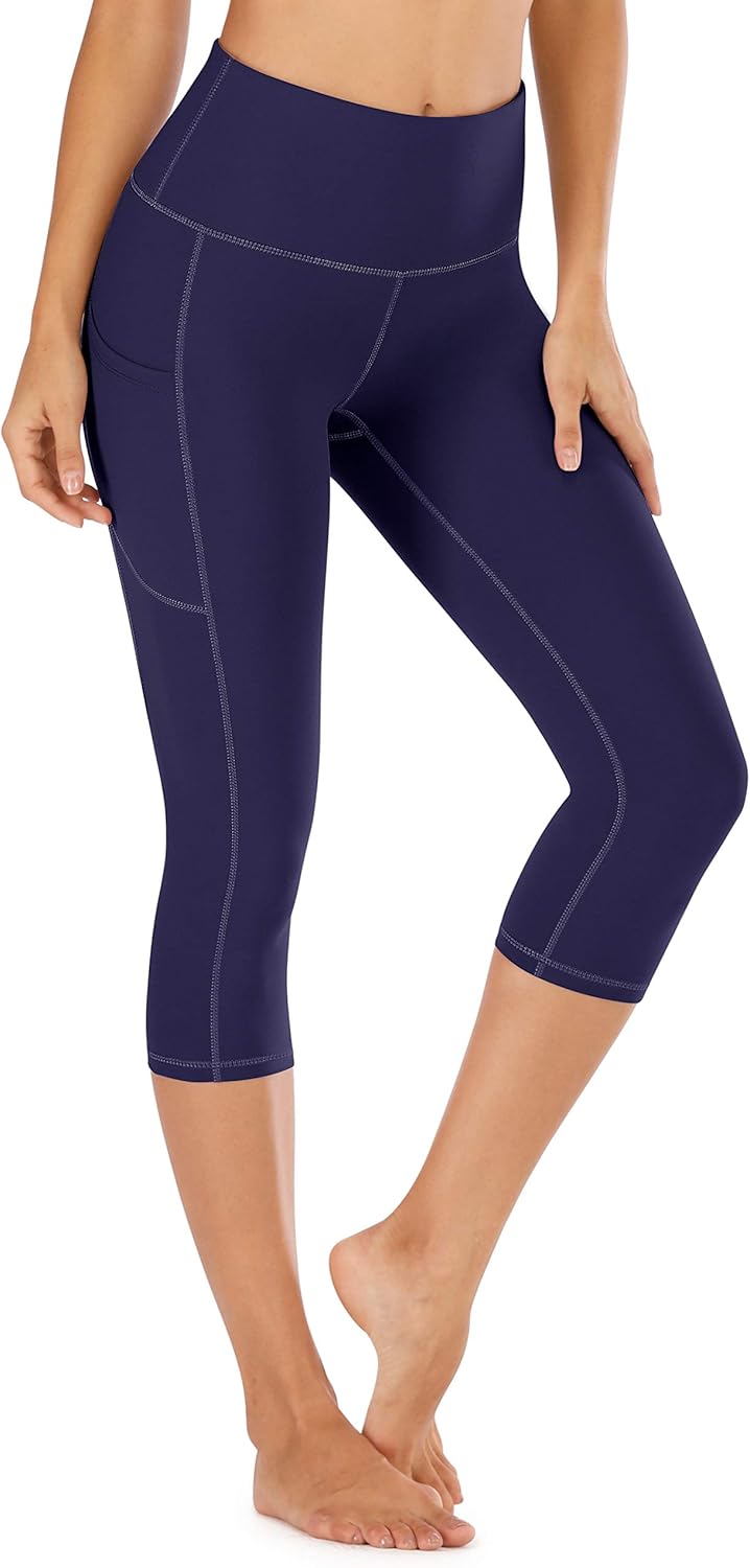IUGA High Waisted Yoga Pants for Women with Pockets Capri Leggings for Women Workout Leggings for Women Yoga Capris : Clothing