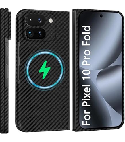 TUDIA Aramid Fiber 1500D Compatibel Met Google Pixel 10 Pro Fold (2025) Hoesje [Pixelsnap & Magsafe Compatibel] Ultraslanke Grip Beschermhoes voor de Achterkant Met [Hinge Bescherming] (Mat Zwart