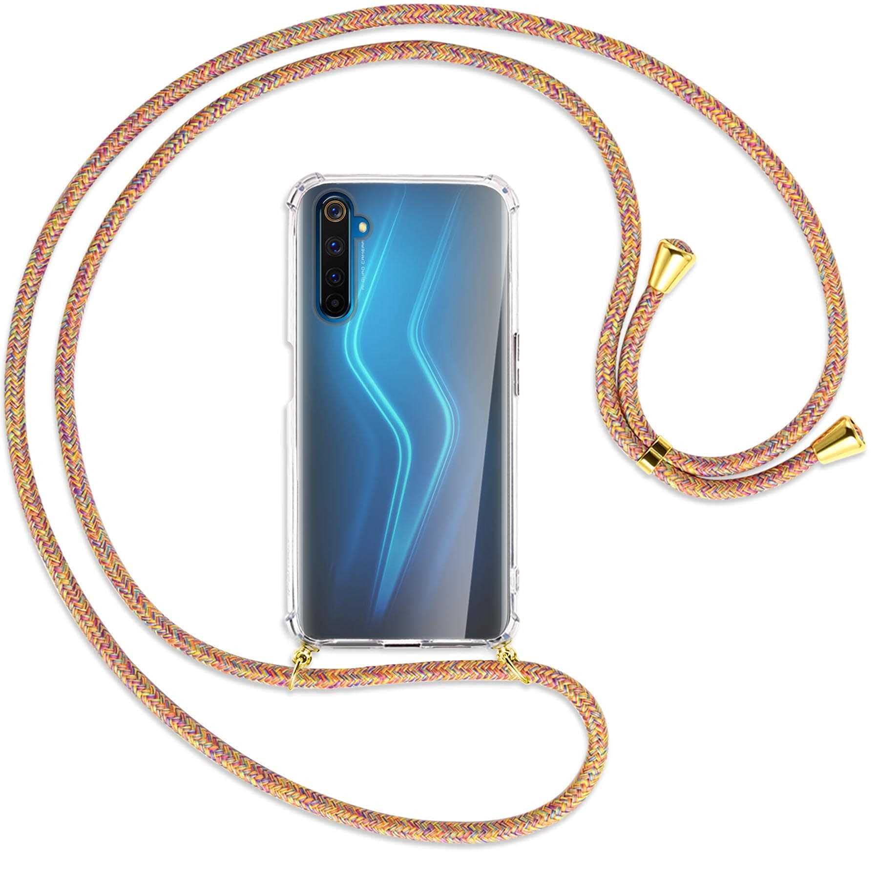 mtb more energy® Crossbody Case for Realme 6 Pro (6.6'') - Rainbow/gold - Neck-wearable protective cover - Smartphone Necklace Lanyard Cord Strap Case