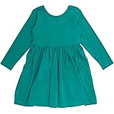 RuffleButts Baby/Toddler Girls Knit Long Sleeve Twirl Dress with Pockets