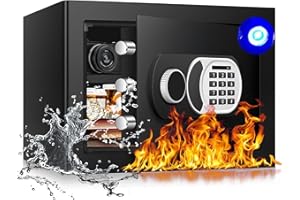 ToruKeep 1.3 Cu Ft Safe Box, Small Safes for Home Documents Use, Digital Security Box with Electronic Keypad, Smart Alert System, Spare Keys, Removable Shelf, LED Light, Anti-Theft Safety Box