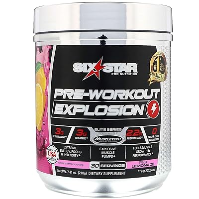 Six Star Explosion Pre Workout, Powerful Pre Workout Powder with Extreme Energy, Focus and Intensity