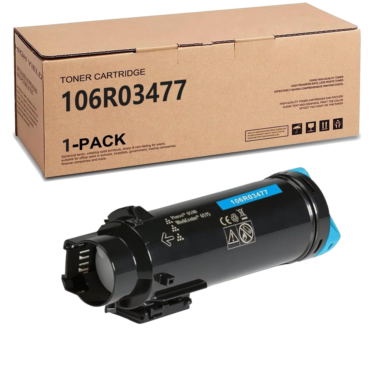 Photo 1 of 106R03477-Phaser 6510/WorkCentre 6515 Cyan Toner Cartridge Compatible for Xerox Phaser 6510/ Workcentre 6515 High Capacity Toner-Cartridge