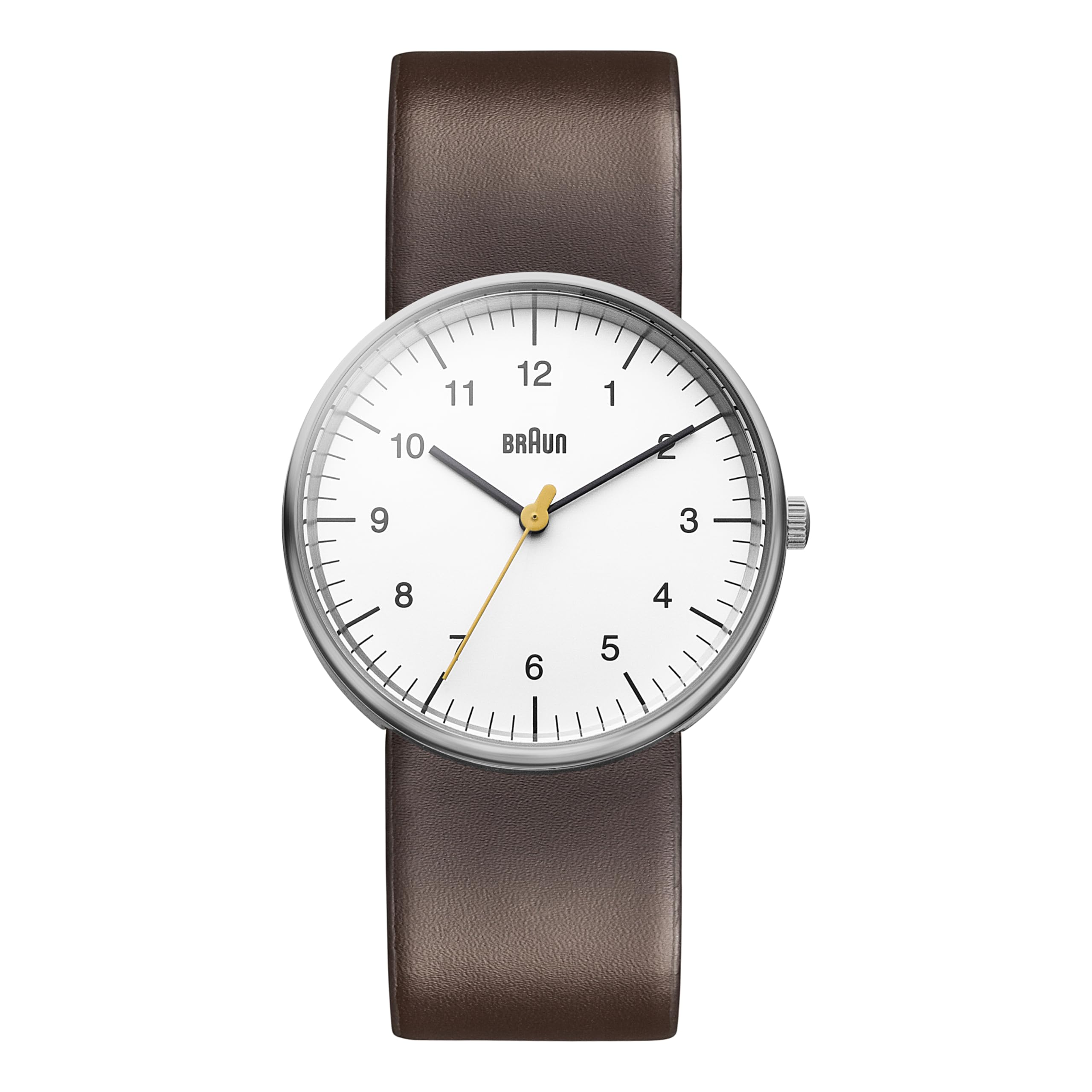 Braun Men's Quartz Three Hand Movement Watch with White Dial Analogue Display and Brown Leather Strap BN0021WHBRG
